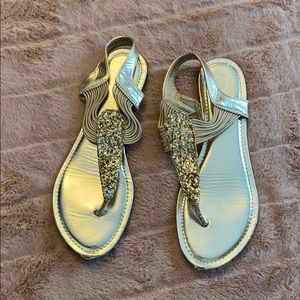 Gold sparkly sandals